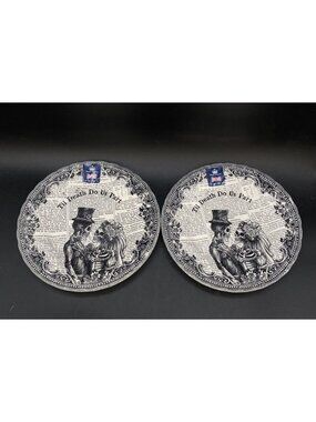 2 X Royal Wessex Halloween Skeleton Goth Wedding 8” Plate Til Death Do Us Part